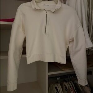 Reformation Cream Half Zip Sweatshirt